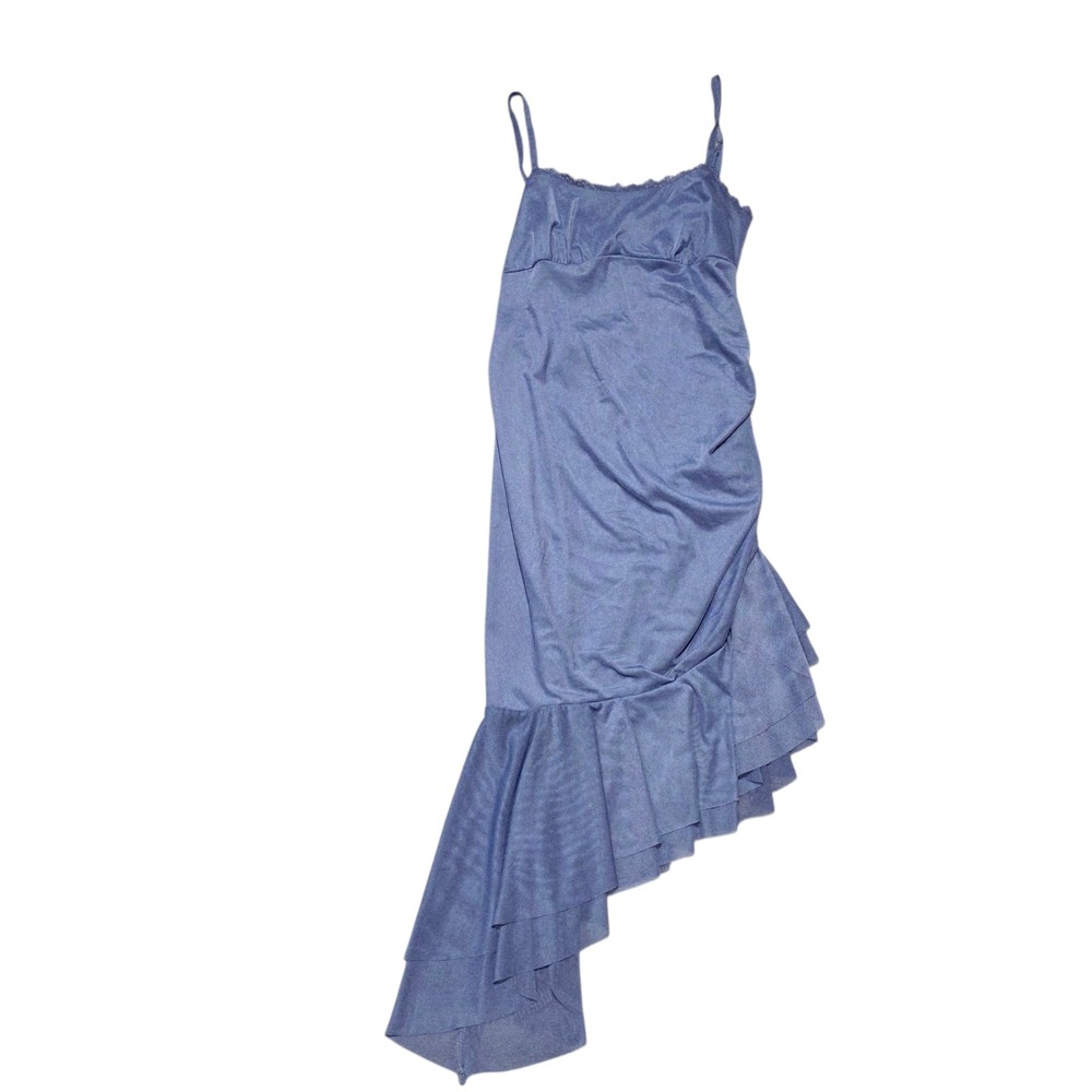 NEW Target Wild Fable Blue Midi Dress Lace Trim Ruffle Hem Sleeveless Summer NWT